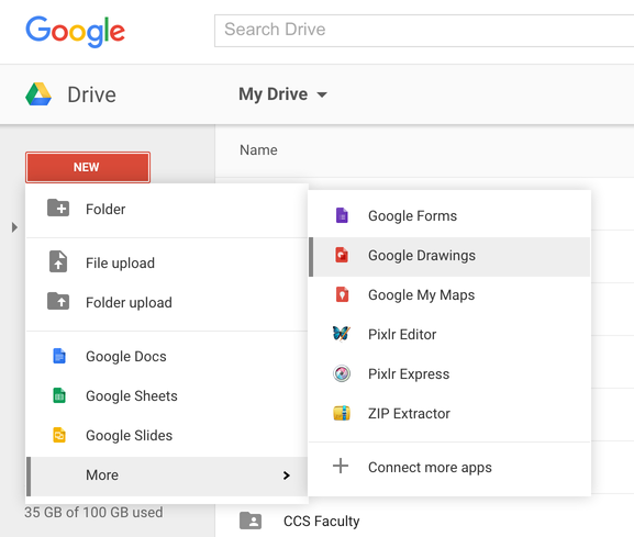Google Drive New Drawing